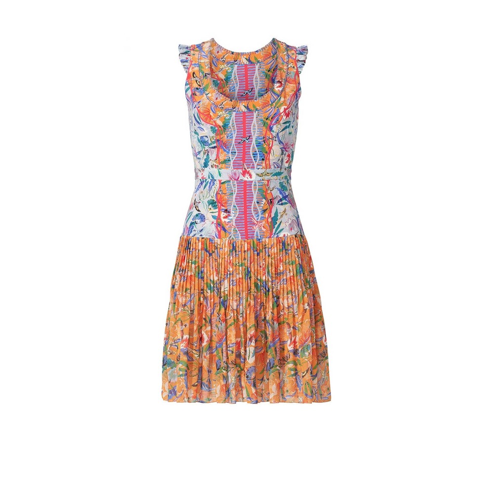 SALONI Elodie Lunar Flight Dress Pleated Floral Tropical Dress Size 6 - Picture 4 of 16